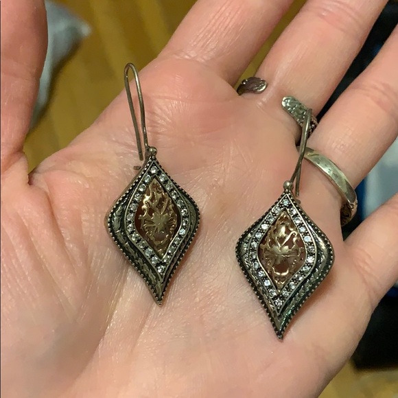 Turkish Jewelry SET 925s Topaz Rose gold Paisley earrings Cottagecore - Picture 3 of 7